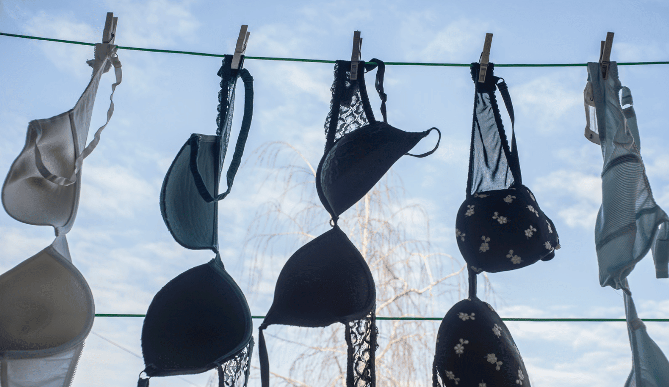 bras on the washing line